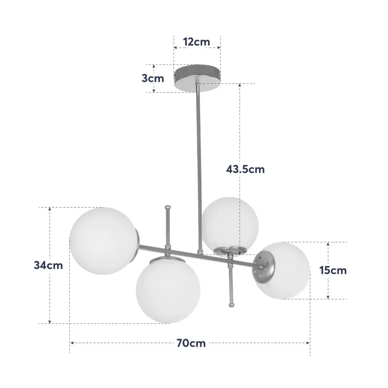 GLOBOSTAR® GLOBUS 203-0105 Μοντέρνο Φωτιστικό Οροφής με Ντουί 4 x E27 AC 220-240V IP20 - Λευκό & Χρυσό - Μ70 x Π15 x Υ34cm
