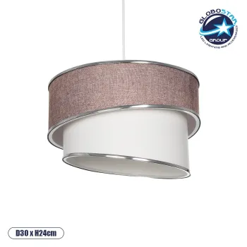 GLOBOSTAR® SONIA 203-0122 Μοντέρνο Κρεμαστό Φωτιστικό Οροφής με Ντουί 1 x E27 AC 220-240V IP20 - Ροζ & Λευκό - Μ30 x Π30 x Υ24cm