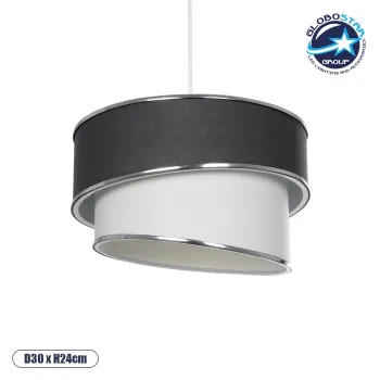 GLOBOSTAR® SONIA 203-0123 Μοντέρνο Κρεμαστό Φωτιστικό Οροφής με Ντουί 1 x E27 AC 220-240V IP20 - Γκρι & Λευκό - Μ30 x Π30 x Υ24cm