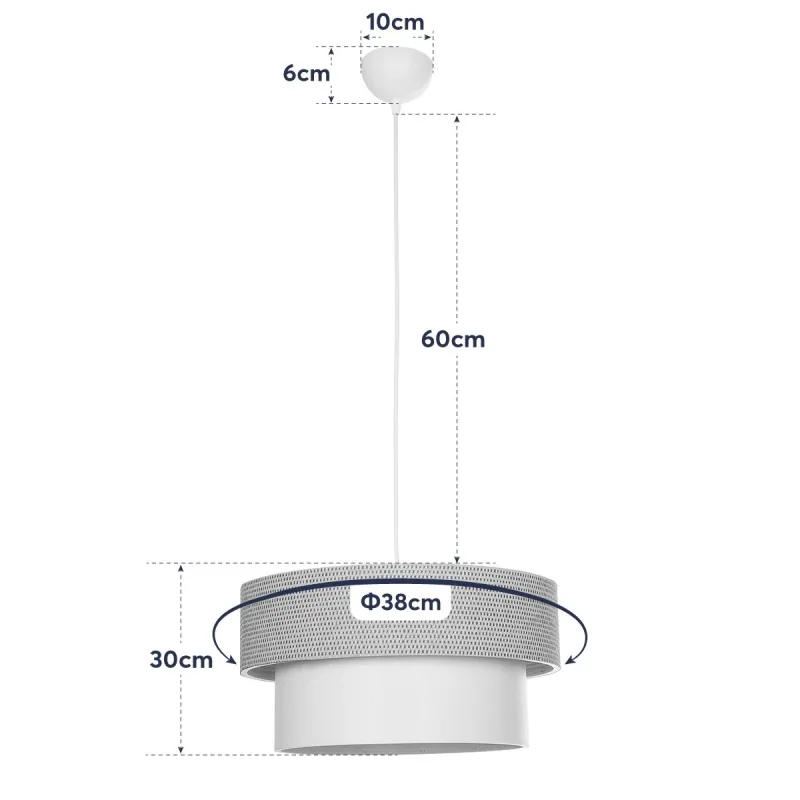 GLOBOSTAR® LIVA 203-0174 Μοντέρνο Κρεμαστό Φωτιστικό Οροφής με Ντουί 1 x E27 AC 220-240V IP20 - Μπεζ - Μ38 x Π38 x Υ30cm
