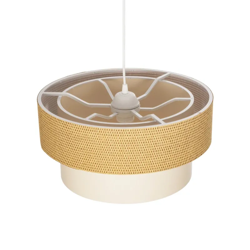 GLOBOSTAR® LIVA 203-0174 Μοντέρνο Κρεμαστό Φωτιστικό Οροφής με Ντουί 1 x E27 AC 220-240V IP20 - Μπεζ - Μ38 x Π38 x Υ30cm