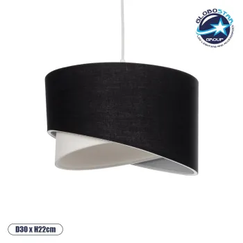 GLOBOSTAR® LILI 203-0176 Μοντέρνο Κρεμαστό Φωτιστικό Οροφής με Ντουί 1 x E27 AC 220-240V IP20 - Μαύρο & Λευκό - Μ30 x Π30 x Υ22cm