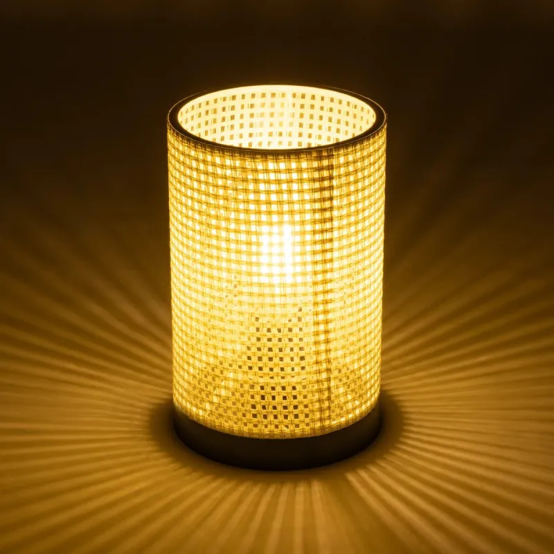 GLOBOSTAR® CYLINDER 203-0184 Μοντέρνο Επιτραπέζιο Φωτιστικό Πορτατίφ με Ντουί 1 x E27 AC 220-240V IP20 - Μαύρο & Λευκό - Μ14 x Π14 x Υ22cm