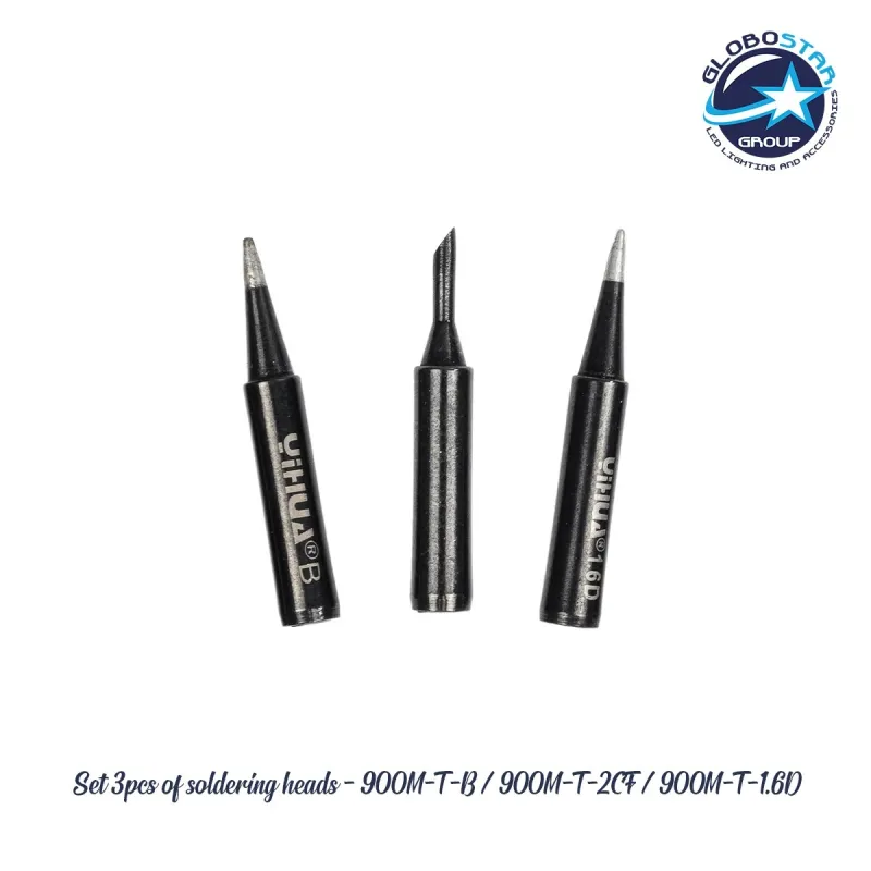 GLOBOSTAR® YIHUA-900M 79948 Σετ 3 Κεφαλών για Σταθμό Συγκόλλησης/Κολλητήρι Συμβατές με Μοντέλα Yihua - 900Μ-T-B & 900Μ-T-2CF & 900M-T-1.6D - Μ0.5 x Π0.5 x Υ4cm - Πακέτο 3 Τεμαχίων