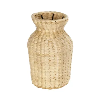 GLOBOSTAR® Artificial Garden HAVANA 21222 Διακοσμητικό Πλεκτό Βάζο - Καλάθι - Μπεζ - Μ16 x Π16 x Υ25cm