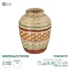 GLOBOSTAR® Artificial Garden TORONTO 21224 Διακοσμητικό Πλεκτό Βάζο - Καλάθι - Μπεζ & Πολύχρομο - Π25 x M25 x Υ32cm