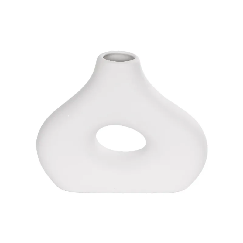 GloboStar® Artificial Garden HORIZON 21253 Διακοσμητικό Κεραμικό Βάζo Λευκό Π18 x Μ6 x Υ15 cm