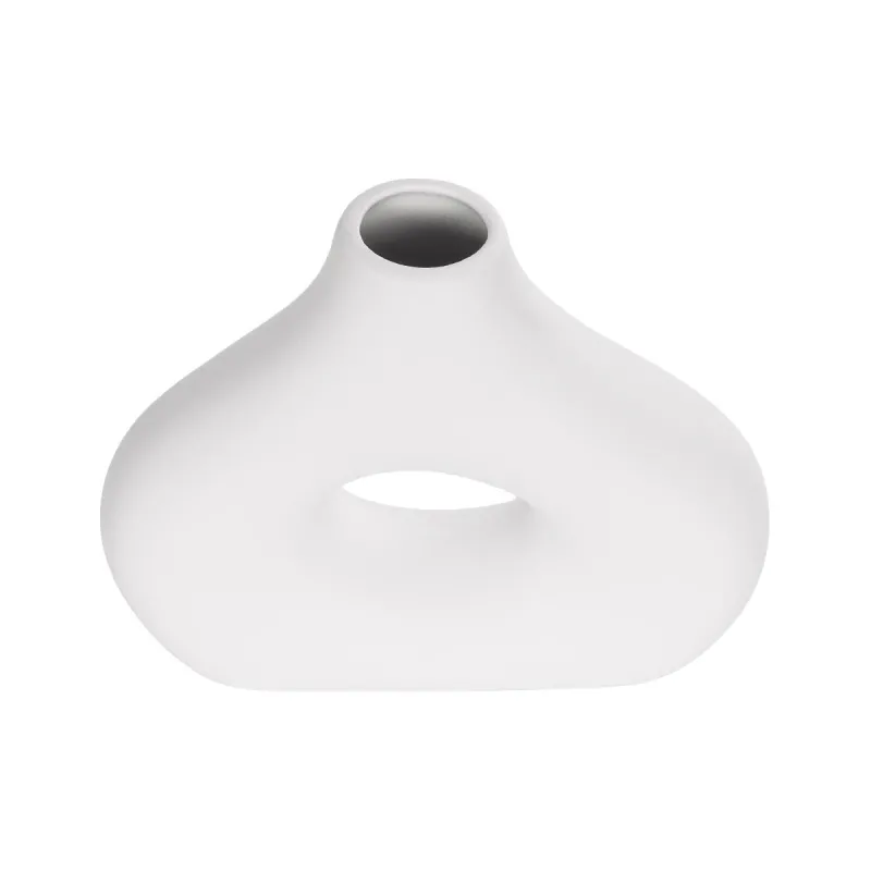 GloboStar® Artificial Garden HORIZON 21253 Διακοσμητικό Κεραμικό Βάζo Λευκό Π18 x Μ6 x Υ15 cm