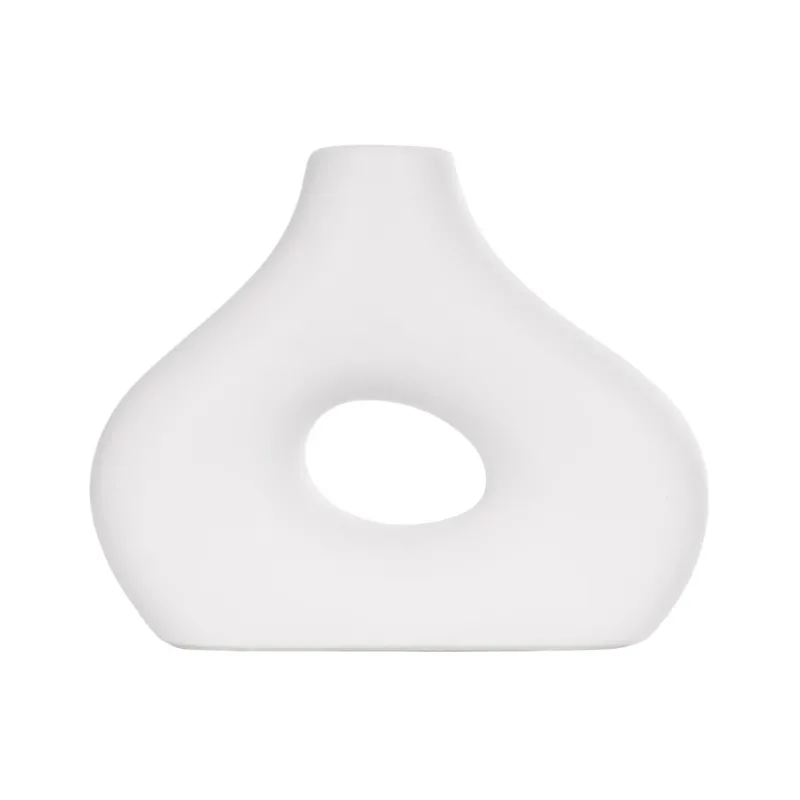 GloboStar® Artificial Garden HORIZON 21253 Διακοσμητικό Κεραμικό Βάζo Λευκό Π18 x Μ6 x Υ15 cm