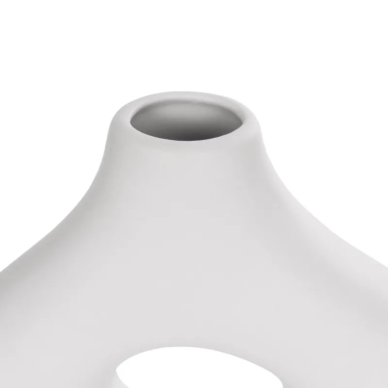 GloboStar® Artificial Garden HORIZON 21253 Διακοσμητικό Κεραμικό Βάζo Λευκό Π18 x Μ6 x Υ15 cm