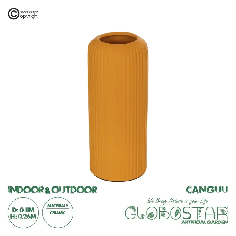 GloboStar® Artificial Garden CANGUU 21255 Διακοσμητικό Κεραμικό Βάζo Πορτοκαλί Π11 x Μ11 x Υ26 cm GloboStar® Artificial Garden CANGUU 21255 Διακοσμητικό Κεραμικό Βάζo Πορτοκαλί Π11 x Μ11 x Υ26 cm