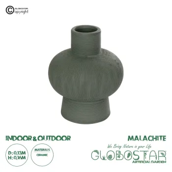 GloboStar® Artificial Garden MALACHITE 21264 Διακοσμητικό Κεραμικό Βάζo Πράσινο Π13 x Μ13 x Υ16cm