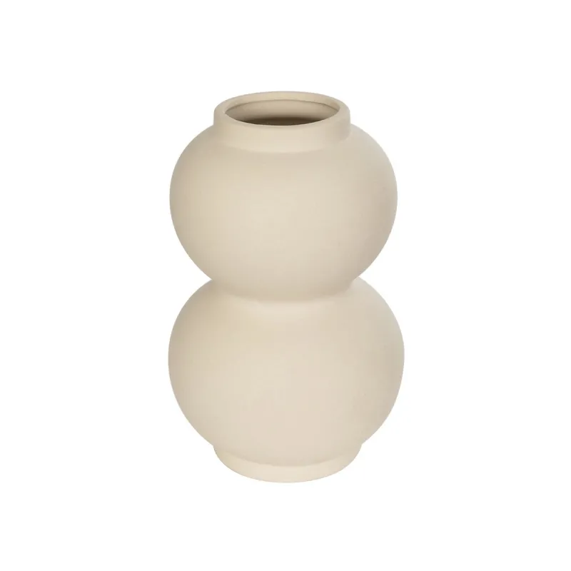 GloboStar® Artificial Garden PEARL 21265 Διακοσμητικό Κεραμικό Βάζo Μπεζ Π13 x Μ13 x Υ21cm