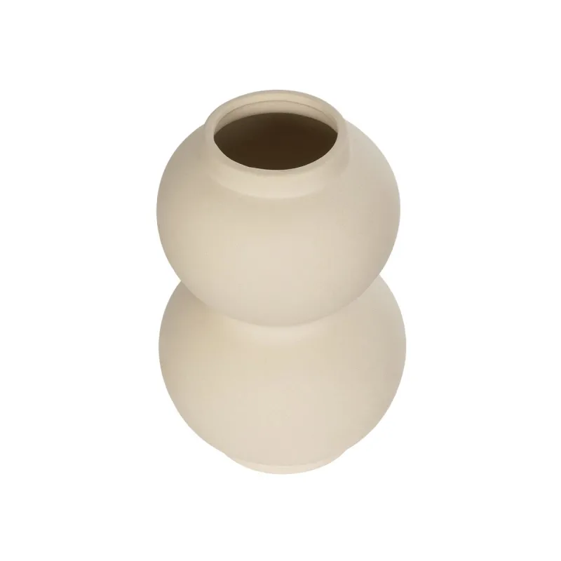 GloboStar® Artificial Garden PEARL 21265 Διακοσμητικό Κεραμικό Βάζo Μπεζ Π13 x Μ13 x Υ21cm