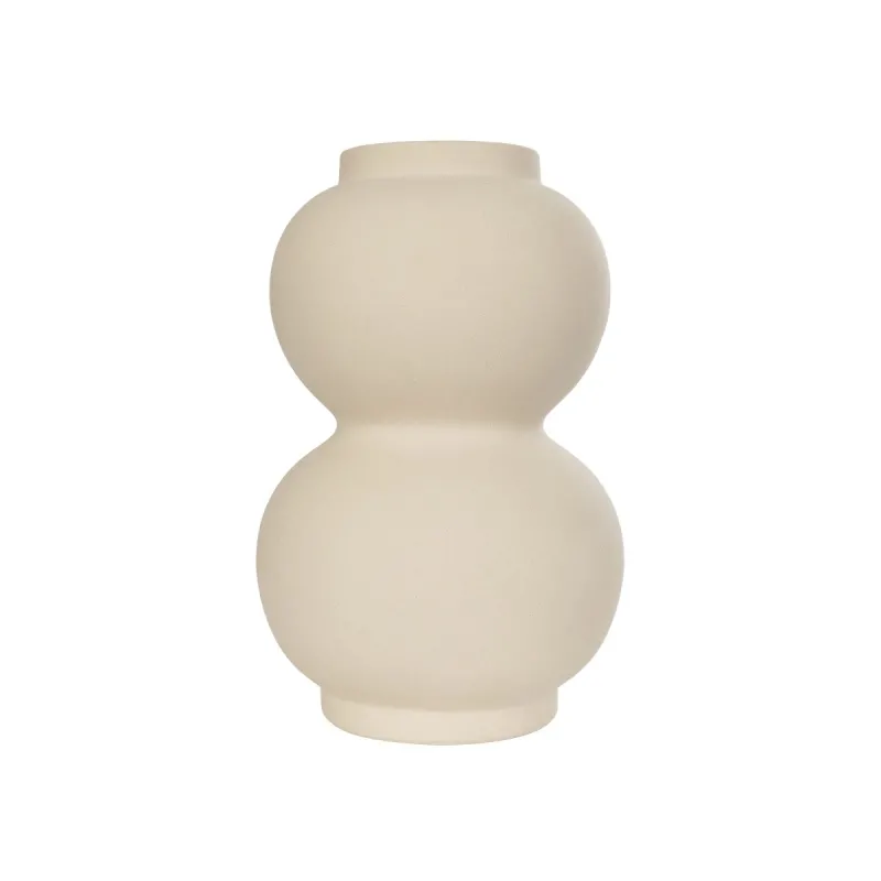 GloboStar® Artificial Garden PEARL 21265 Διακοσμητικό Κεραμικό Βάζo Μπεζ Π13 x Μ13 x Υ21cm