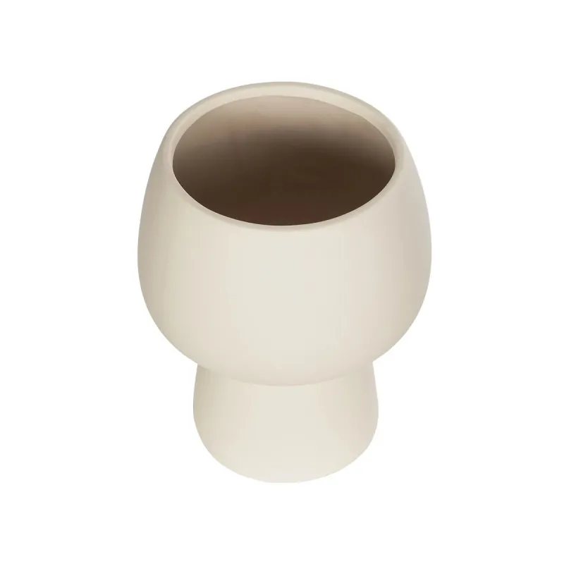 GloboStar® Artificial Garden MOREA 21270 Διακοσμητικό Κεραμικό Βάζo Μπεζ Π17 x Μ17 x Υ20cm