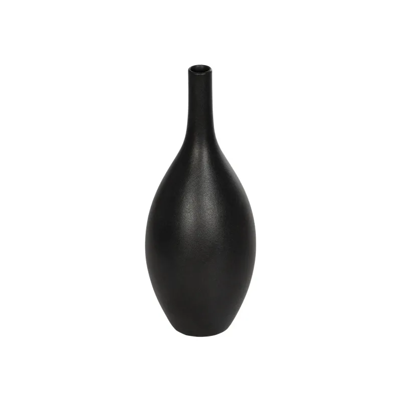 GloboStar® Artificial Garden OLRANDO 21273 Διακοσμητικό Κεραμικό Βάζo Μαύρο Π8 x Μ8 x Υ20cm