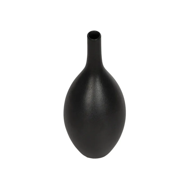 GloboStar® Artificial Garden OLRANDO 21273 Διακοσμητικό Κεραμικό Βάζo Μαύρο Π8 x Μ8 x Υ20cm