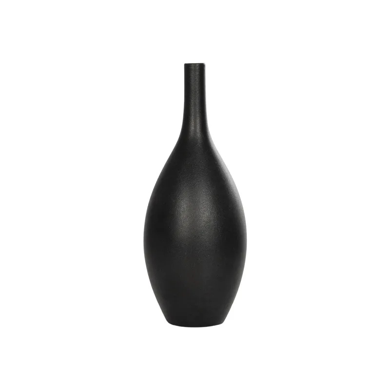 GloboStar® Artificial Garden OLRANDO 21273 Διακοσμητικό Κεραμικό Βάζo Μαύρο Π8 x Μ8 x Υ20cm