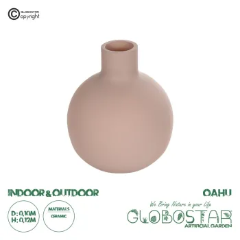 GloboStar® Artificial Garden OAHU 21277 Διακοσμητικό Κεραμικό Βάζo Ροζ Π10 x Μ10 x Υ12cm