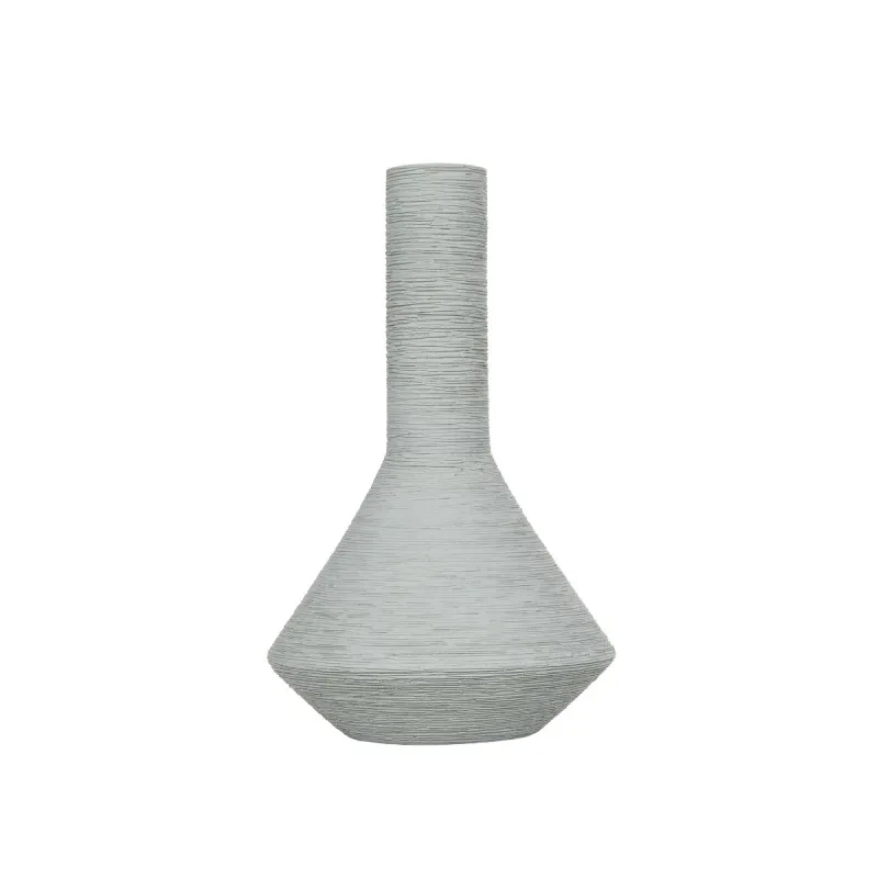 GloboStar® Artificial Garden TANAH 21282 Διακοσμητικό Κεραμικό Βάζo Γκρι Π13 x Μ13 x Υ20cm