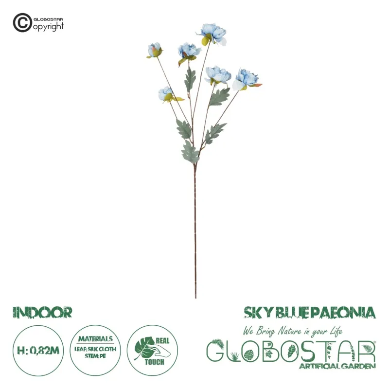 GloboStar® Artificial Garden SKY BLUE PAEONIA BRANCH 21306 Τεχνητό Διακοσμητικό Κλαδί Παιώνιας Μπλέ Y82cm GloboStar® Artificial Garden SKY BLUE PAEONIA BRANCH 21306 Τεχνητό Διακοσμητικό Κλαδί Παιώνιας Μπλέ Y82cm