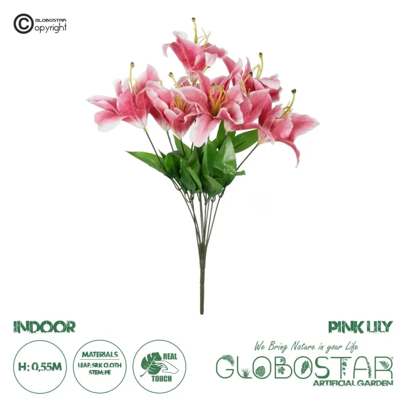 GloboStar® Artificial Garden PINK LILY BOUQUET 21314 Τεχνητό Διακοσμητικό Μπουκέτο Ροζ Κρίνα Y55cm GloboStar® Artificial Garden PINK LILY BOUQUET 21314 Τεχνητό Διακοσμητικό Μπουκέτο Ροζ Κρίνα Y55cm