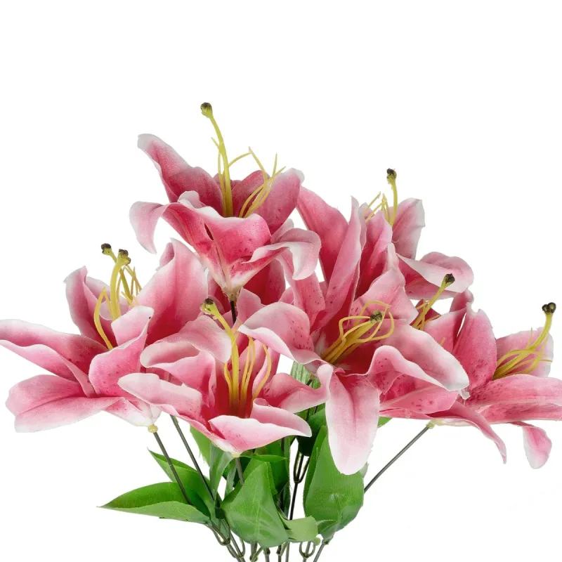 GloboStar® Artificial Garden PINK LILY BOUQUET 21314 Τεχνητό Διακοσμητικό Μπουκέτο Ροζ Κρίνα Y55cm GloboStar® Artificial Garden PINK LILY BOUQUET 21314 Τεχνητό Διακοσμητικό Μπουκέτο Ροζ Κρίνα Y55cm
