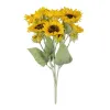 GloboStar® Artificial Garden YELLOW SUNFLOWER BRANCH 21382 Τεχνητό Διακοσμητικό Κλαδί Ηλιοτρόπιο Κίτρινο Y55cm