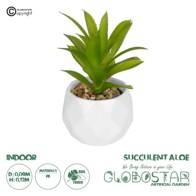 GloboStar® Artificial Garden SUCCULENT ALOE POTTED PLANT 20984 Διακοσμητικό Φυτό Αλόη Φ9 x Υ12cm
