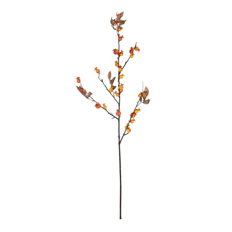 GloboStar® Artificial Garden ORANGE BERRIES FRUIT BRANCH 21443 Τεχνητό Διακοσμητικό Κλαδί Πορτοκαλί Γκί Y94cm