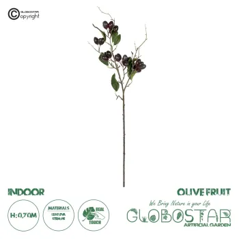 GloboStar® Artificial Garden OLIVE FRUIT BRANCH 21449 Τεχνητό Διακοσμητικό Κλαδί Ελίας Y70cm