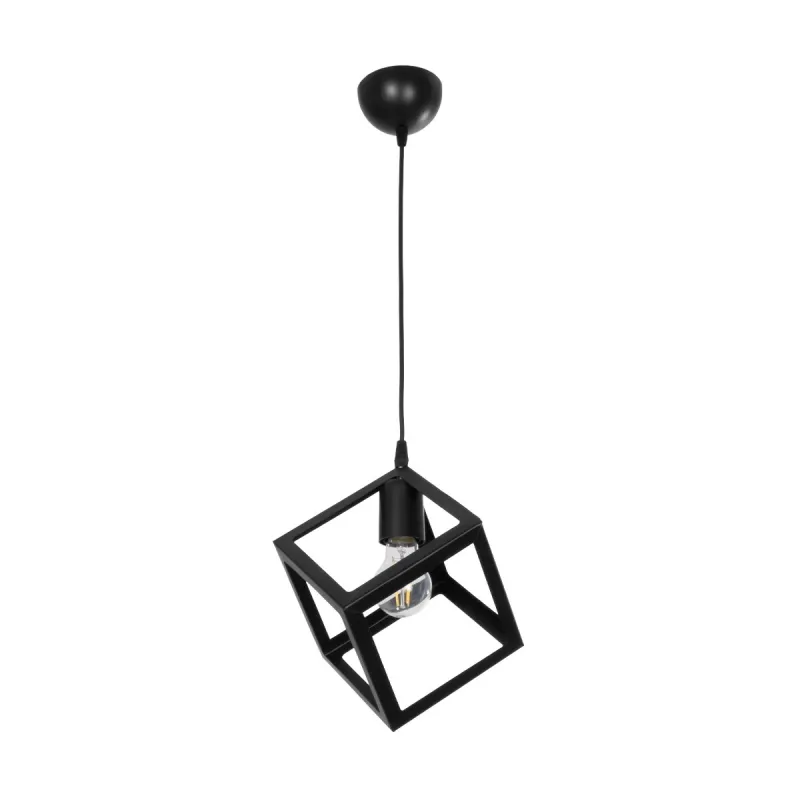 GLOBOSTAR® DISE 201-0049 Μοντέρνο Κρεμαστό Φωτιστικό Οροφής με Ντουί 1 x E27 AC 220-240V IP20 - Μαύρο - Μ28 x Π28 x Υ29cm