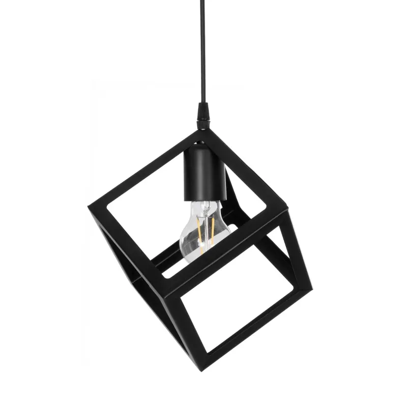 GLOBOSTAR® DISE 201-0049 Μοντέρνο Κρεμαστό Φωτιστικό Οροφής με Ντουί 1 x E27 AC 220-240V IP20 - Μαύρο - Μ28 x Π28 x Υ29cm