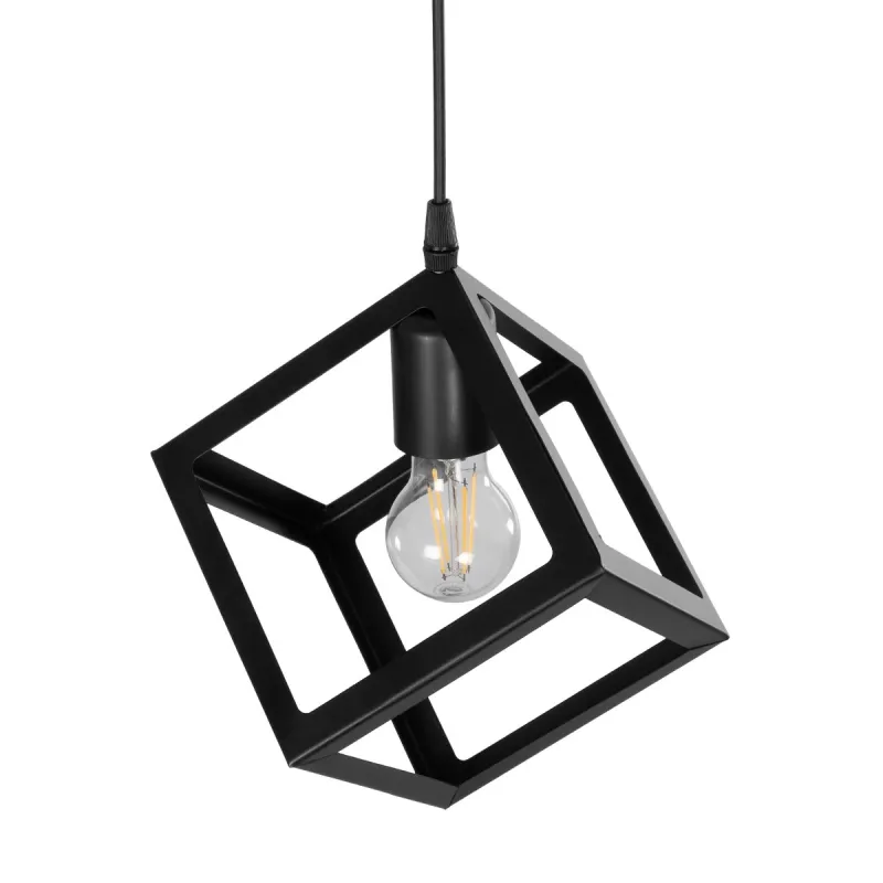 GLOBOSTAR® DISE 201-0049 Μοντέρνο Κρεμαστό Φωτιστικό Οροφής με Ντουί 1 x E27 AC 220-240V IP20 - Μαύρο - Μ28 x Π28 x Υ29cm