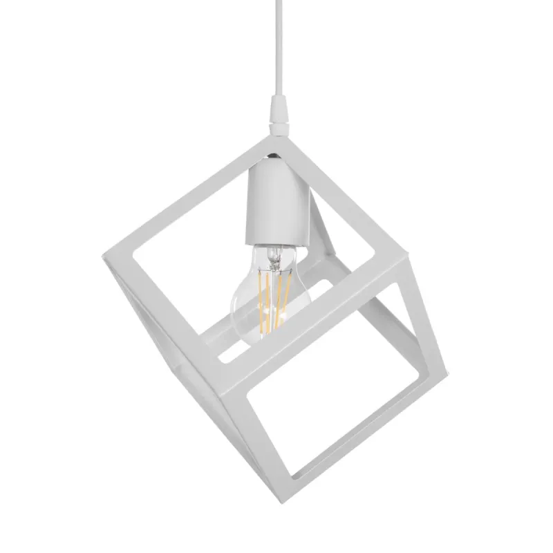 GLOBOSTAR® DISE 201-0052 Μοντέρνο Κρεμαστό Φωτιστικό Οροφής με Ντουί 1 x E27 AC 220-240V IP20 - Λευκό - Μ28 x Π28 x Υ31cm