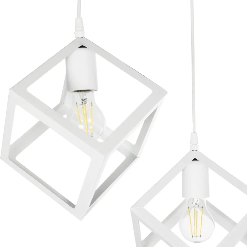 GLOBOSTAR® DISE 201-0053 Μοντέρνο Κρεμαστό Φωτιστικό Οροφής με Ντουί 2 x E27 AC 220-240V IP20 - Λευκό - Μ50 x Π30 x Υ50cm