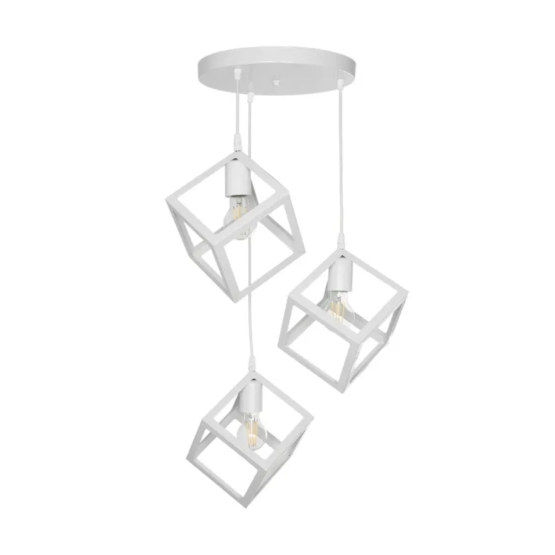 GLOBOSTAR® DISE 201-0054 Μοντέρνο Κρεμαστό Φωτιστικό Οροφής με Ντουί 3 x E27 AC 220-240V IP20 - Λευκό - Μ48 x Π48 x Υ65cm