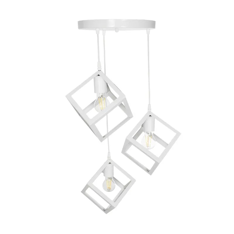 GLOBOSTAR® DISE 201-0054 Μοντέρνο Κρεμαστό Φωτιστικό Οροφής με Ντουί 3 x E27 AC 220-240V IP20 - Λευκό - Μ48 x Π48 x Υ65cm