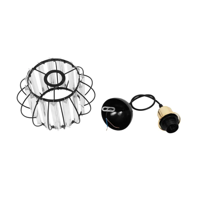 GLOBOSTAR® LUCERO 201-0078 Vintage Κρεμαστό Φωτιστικό Οροφής με Ντουί 1 x E27 AC 220-240V IP20 - Μαύρο & Διάφανο - Μ24 x Π24 x Υ24cm