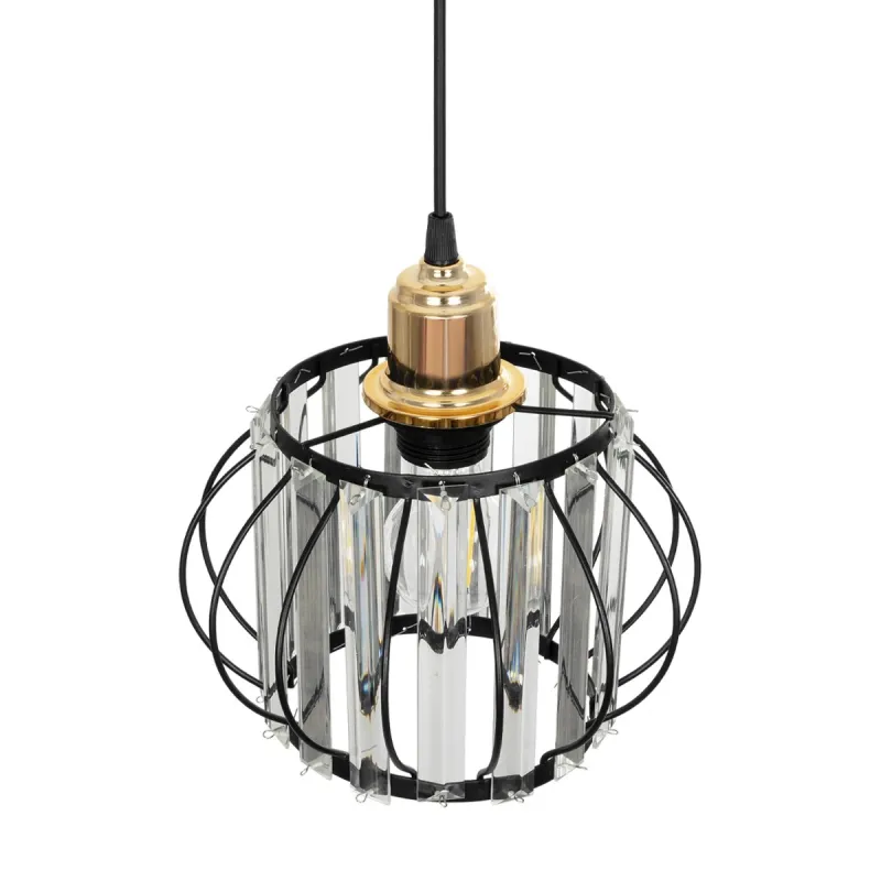 GLOBOSTAR® LUCERO 201-0078 Vintage Κρεμαστό Φωτιστικό Οροφής με Ντουί 1 x E27 AC 220-240V IP20 - Μαύρο & Διάφανο - Μ24 x Π24 x Υ24cm