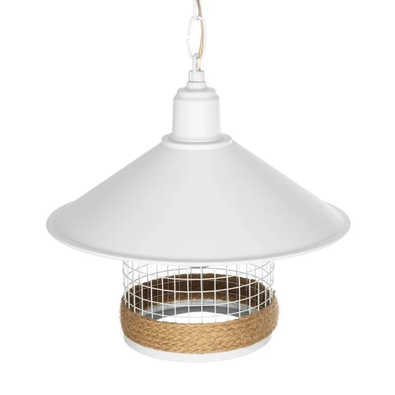GLOBOSTAR® GLORA 201-0089 Vintage Κρεμαστό Φωτιστικό Οροφής με Ντουί 1 x E27 AC 220-240V IP20 - Λευκο & Μπεζ - Μ30 x Π30 x Υ29cm