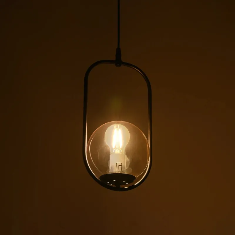 GLOBOSTAR® ZENITH 201-0093 Vintage Κρεμαστό Φωτιστικό Οροφής με Ντουί 1 x E27 AC 220-240V IP20 - Μαύρο & Μελί - Μ18 x Π15 x Υ38cm