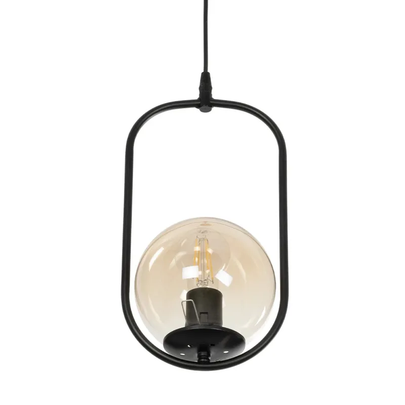 GLOBOSTAR® ZENITH 201-0093 Vintage Κρεμαστό Φωτιστικό Οροφής με Ντουί 1 x E27 AC 220-240V IP20 - Μαύρο & Μελί - Μ18 x Π15 x Υ38cm