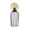 GLOBOSTAR® ZENITH 201-0094 Vintage Επιτραπέζιο Φωτιστικό Πορτατίφ με Ντουί 1 x E27 AC 220-240V IP20 - Μαύρο & Μελί - Μ15 x Π15 x Υ40cm