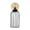 GLOBOSTAR® ZENITH 201-0094 Vintage Επιτραπέζιο Φωτιστικό Πορτατίφ με Ντουί 1 x E27 AC 220-240V IP20 - Μαύρο & Μελί - Μ15 x Π15 x Υ40cm