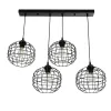GLOBOSTAR® PULSAR 201-0103 Vintage Κρεμαστό Φωτιστικό Οροφής με Ντουί 4 x E27 AC 220-240V IP20 - Μαύρο - Μ80 x Π22 x Υ46cm