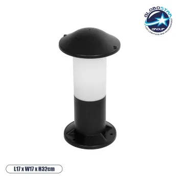 GloboStar® GARDENIO 203-0246 Μοντέρνο Επιδαπέδιο Φωτιστικό Κολωνάκι Κήπου Μονόφωτο 1 x E27 IP44 Μαύρο Πλαστικό - Μ17 x Π17 x Υ32cm