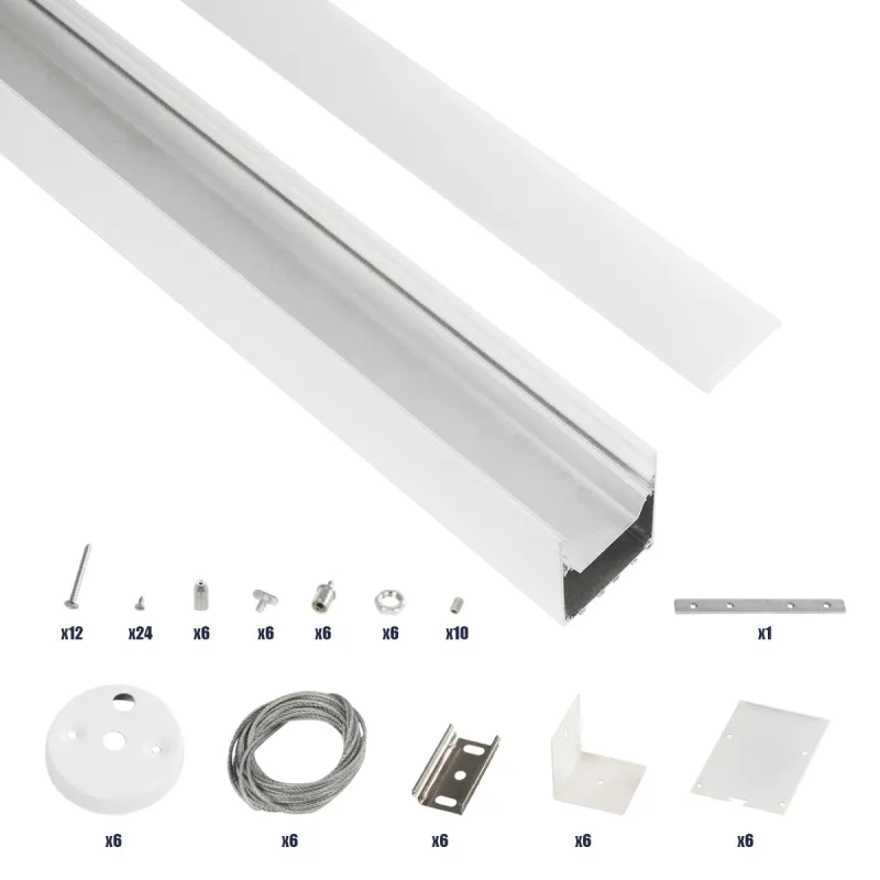 GLOBOSTAR® ALP-LINEAR BRIGHTRAIL 61774-3M Επιφανειακό / Κρεμαστό / Επιτοίχιο Προφίλ Αλουμινίου με Λευκό Γαλακτερό Πατητό Κάλυμμα για Ταινίες LED IP20 - Λευκό Ματ - Μ300 x Π5 x Υ7.5cm