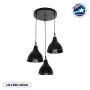 GLOBOSTAR® RADE 203-0127 Μοντέρνο Κρεμαστό Φωτιστικό Οροφής με Ντουί 3 x E27 AC 220-240V IP20 - Μαύρο & Χάλκινο - Μ40 x Π40 x Υ40cm